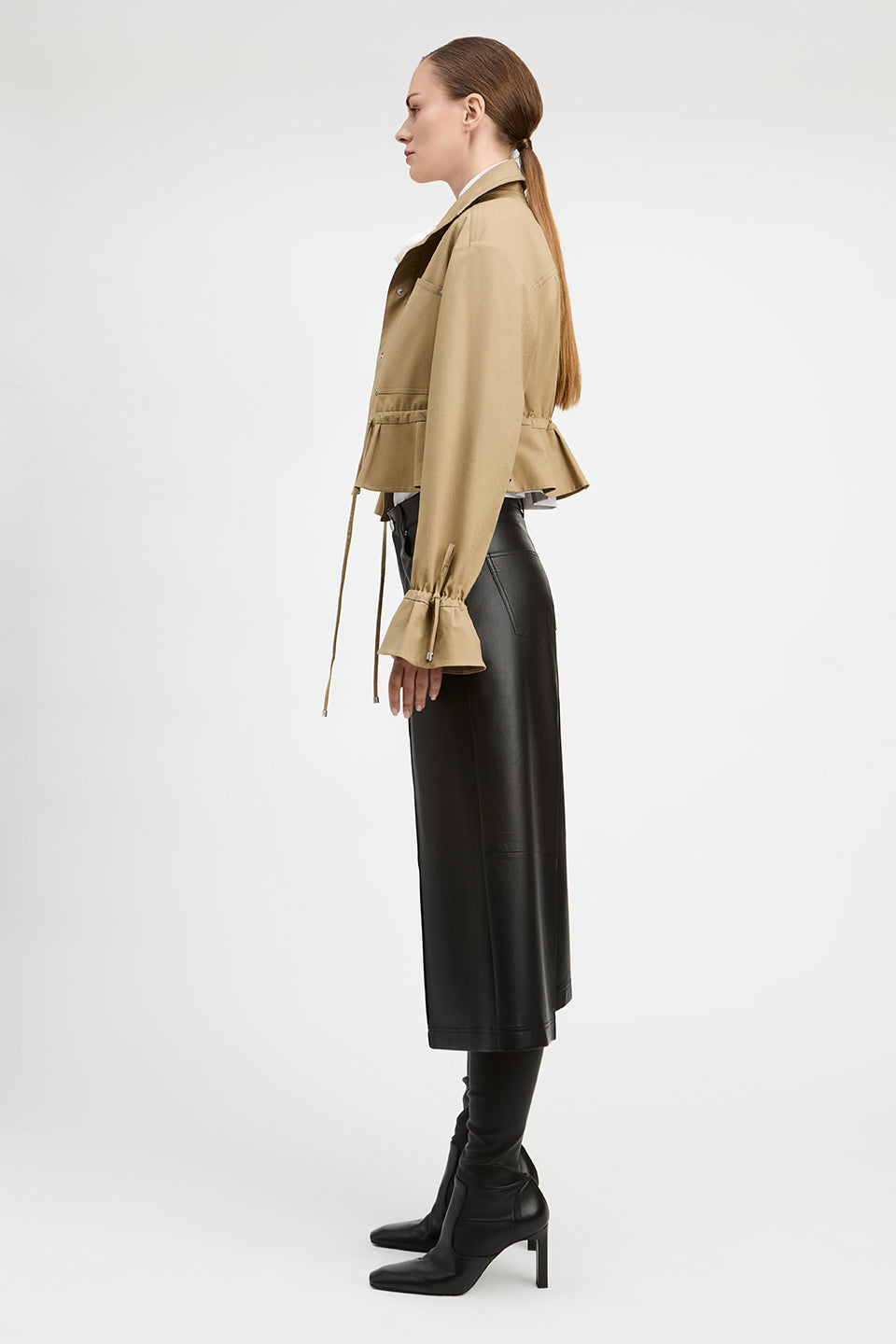 Penn Peached Twill Cinch Waist Cropped Jacket