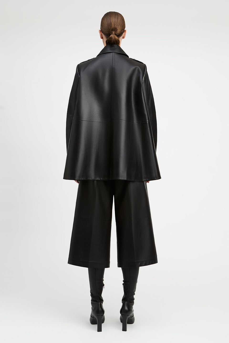 Juniper Lambskin Leather Double Breasted Swing Coat