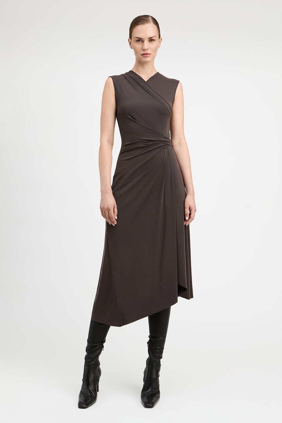 Amy Drapey Modal Jersey Faux Wrap Dress