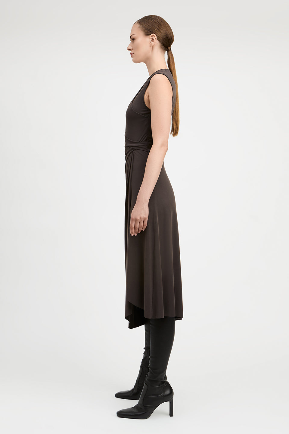Amy Drapey Modal Jersey Faux Wrap Dress