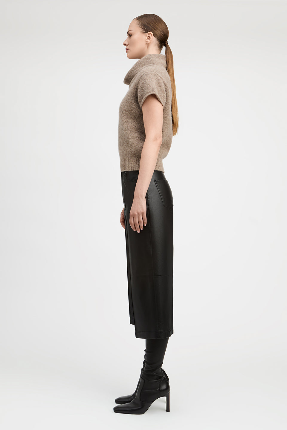Imaan Alpaca Cap Sleeve Funnel Neck Sweater