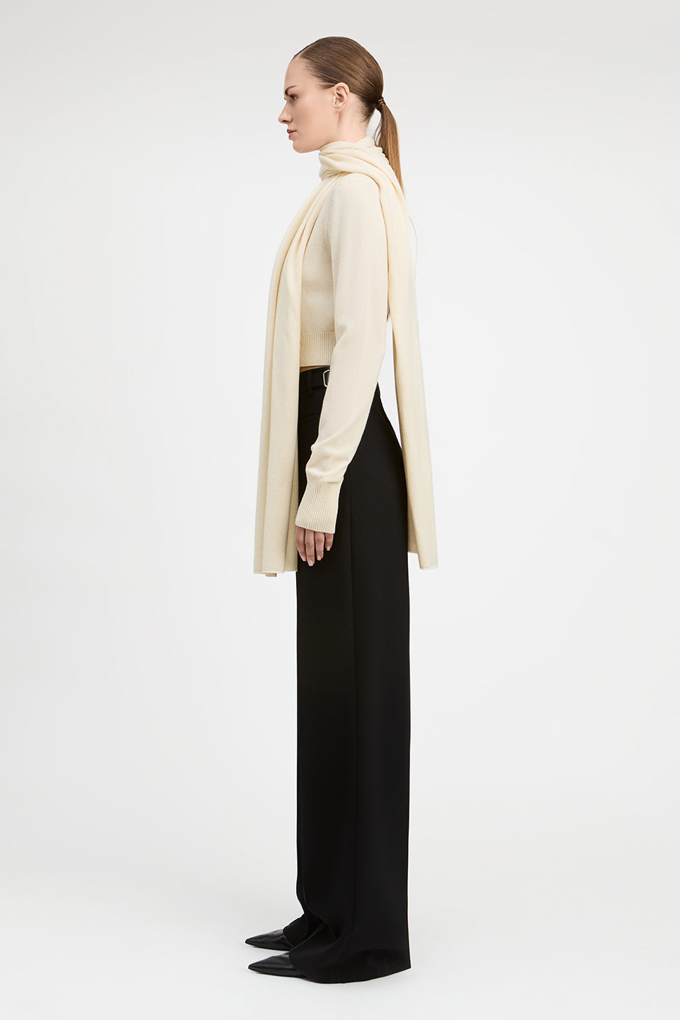 Tina Wool Cashmere Cardigan With Built In Scarf