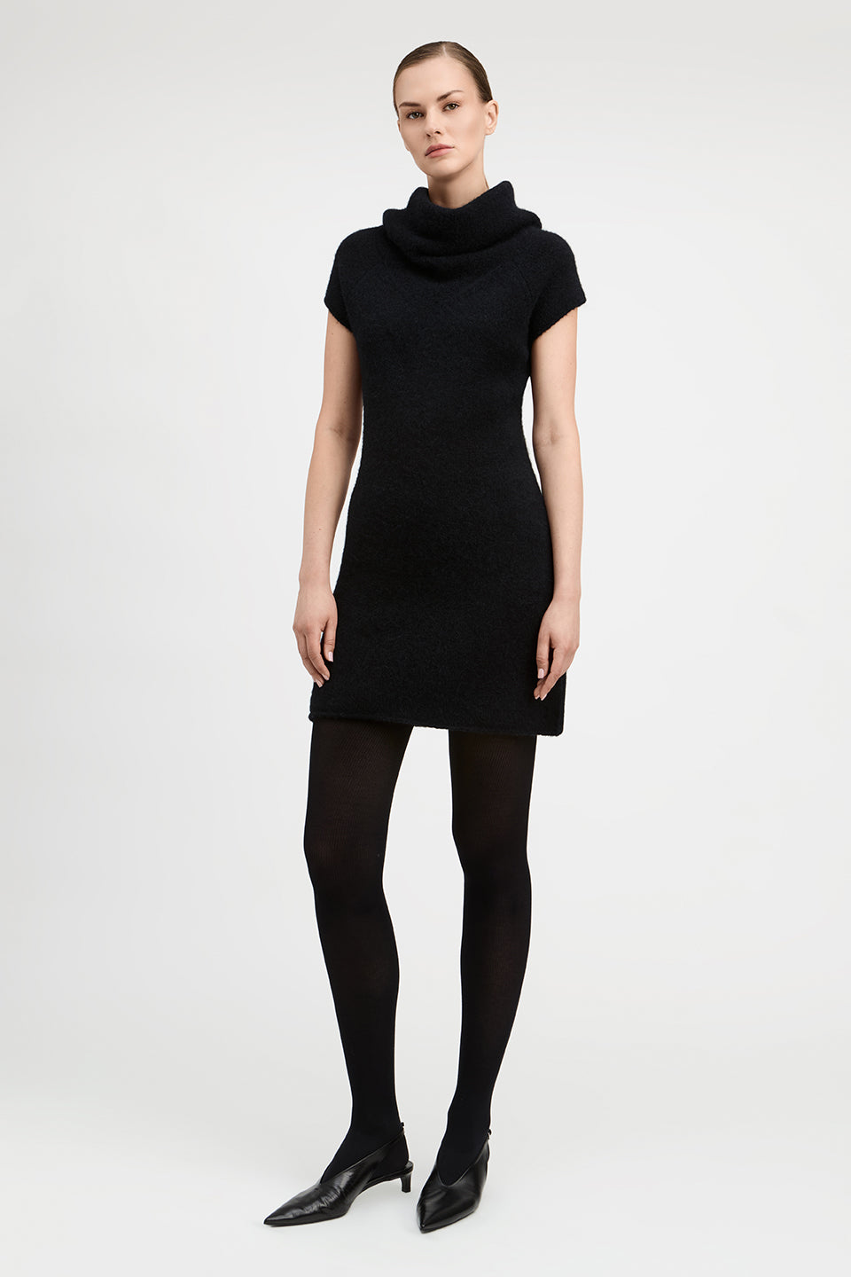 Naomi Alpaca Blend Cap Sleeve Funnel Neck Sweater Dress