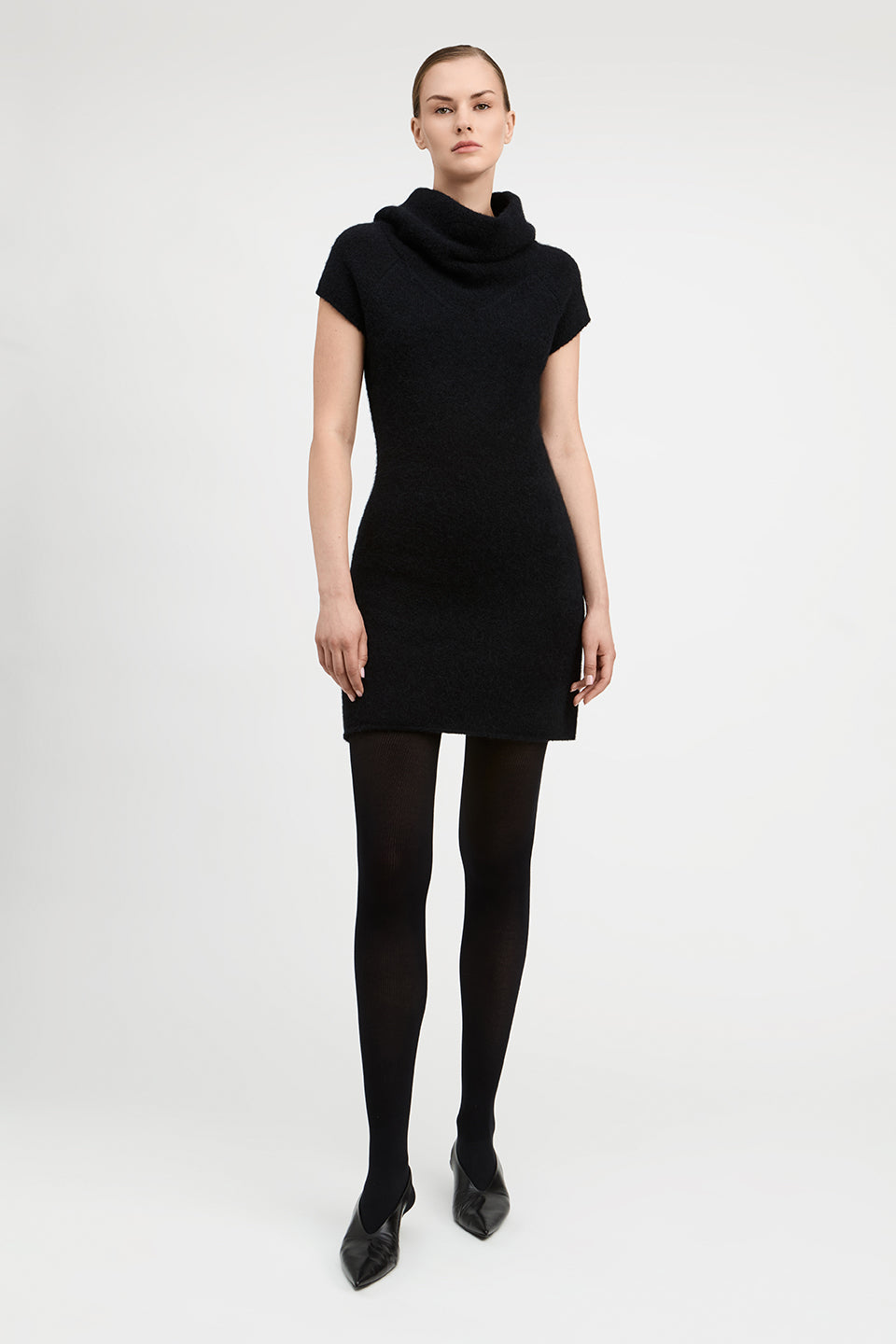Naomi Alpaca Blend Cap Sleeve Funnel Neck Sweater Dress