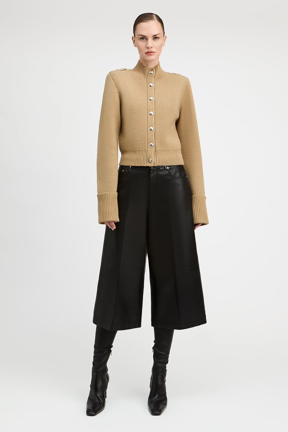 Adam Wool Sweater Coat With Epaulets