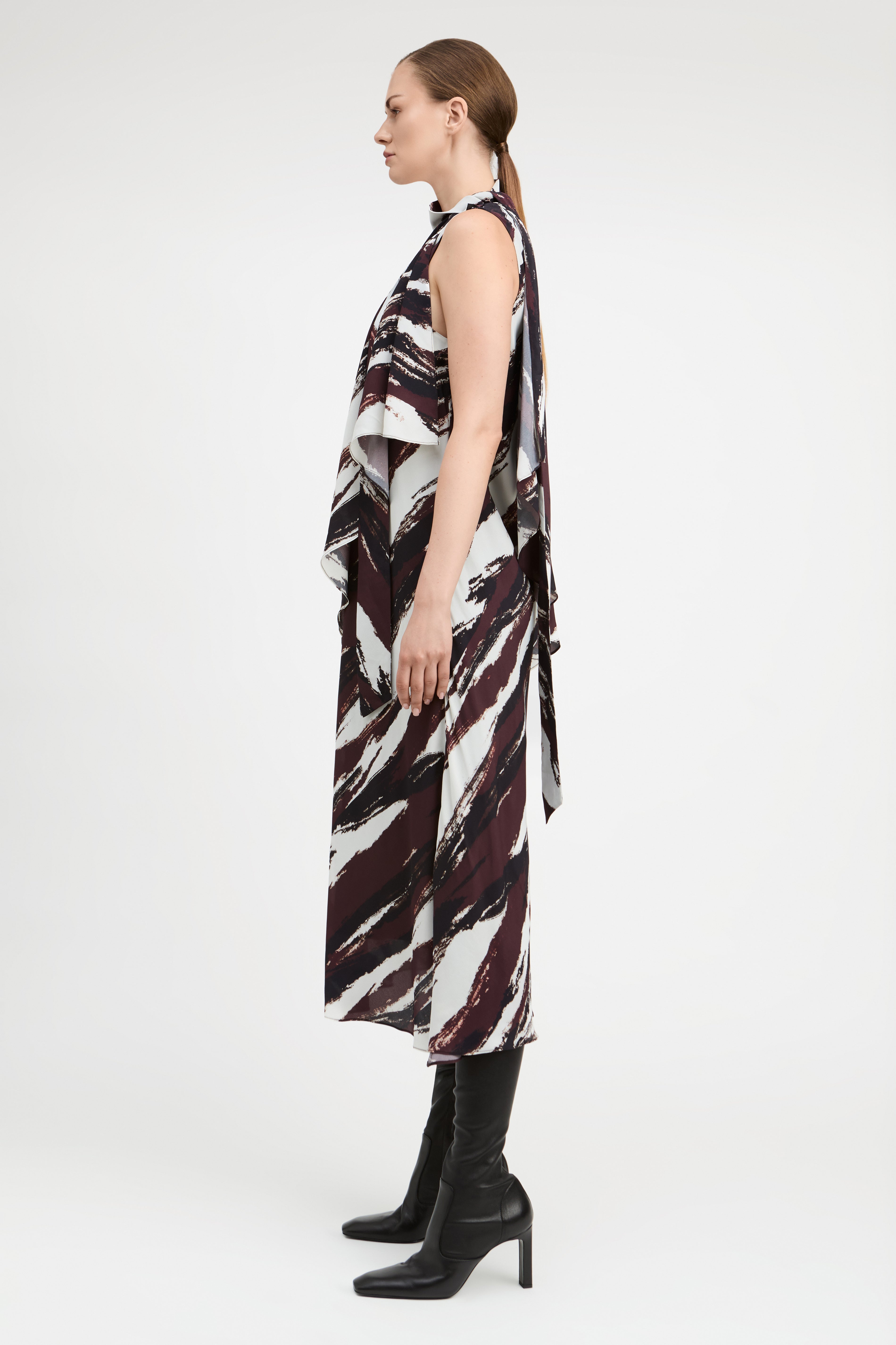 Karlie Printed Scarf Neck Dress