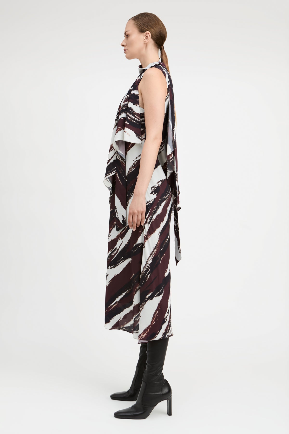 Karlie Printed Scarf Neck Dress