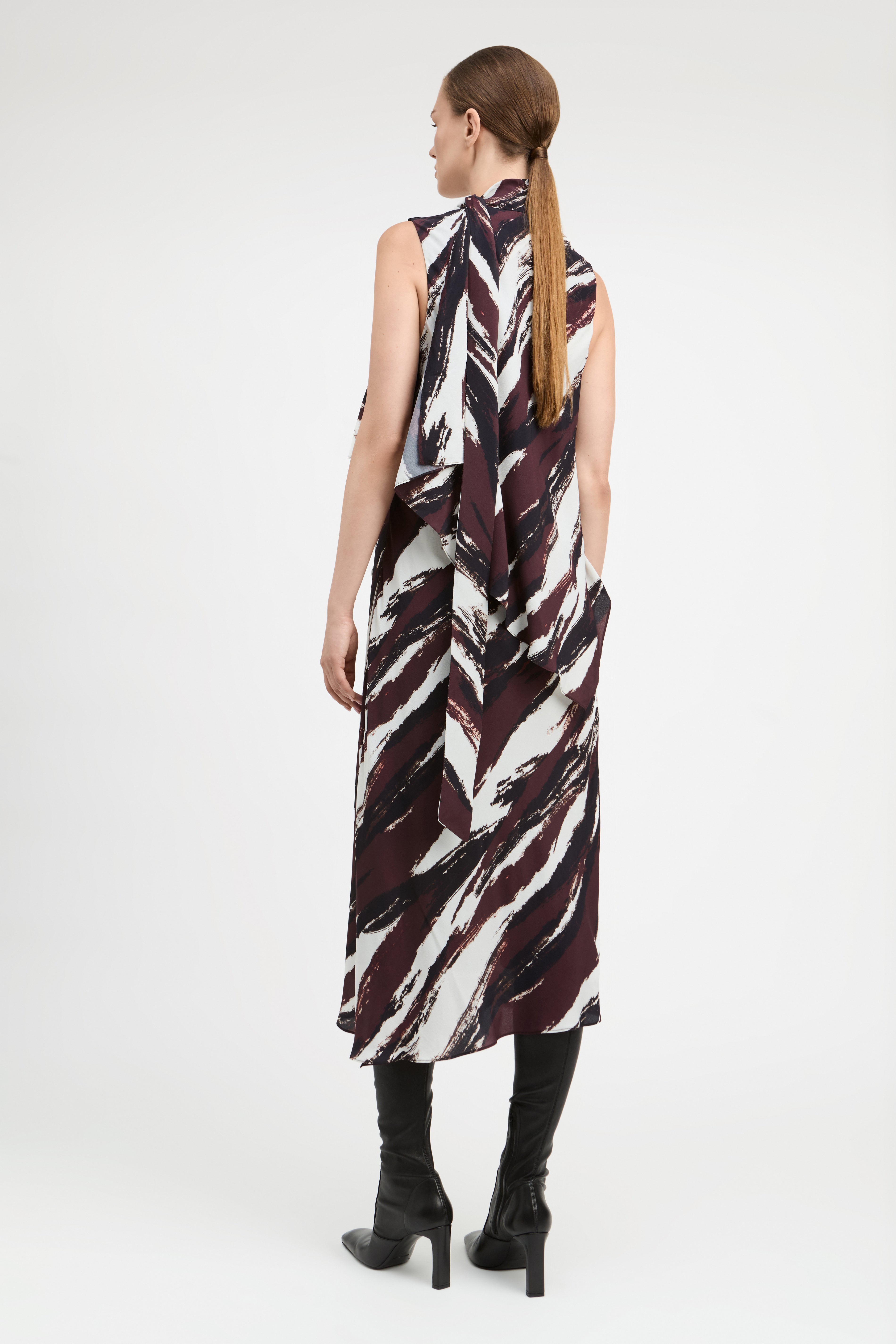 Karlie Printed Scarf Neck Dress