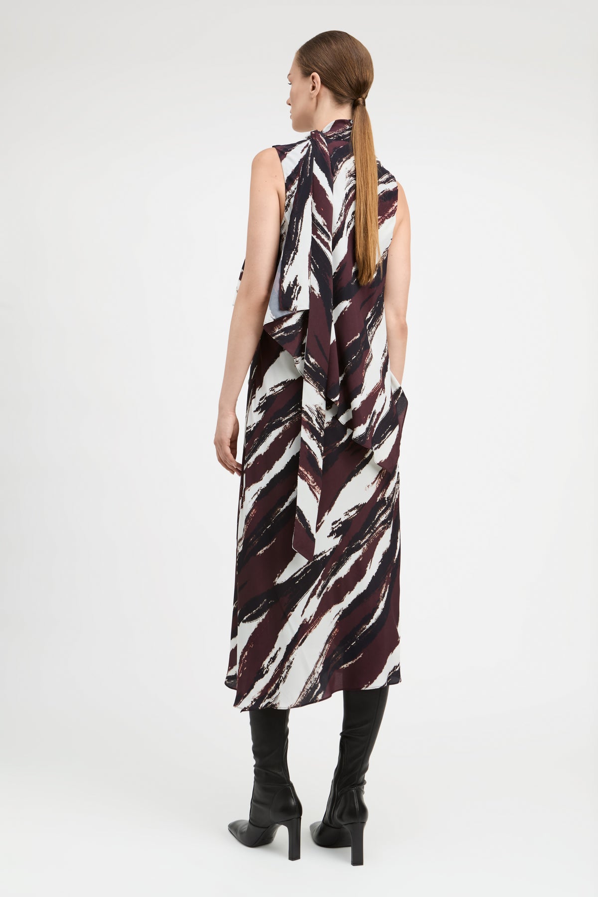 Karlie Printed Scarf Neck Dress