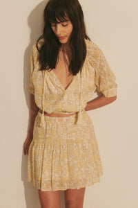 Thalina Mini Skirt - Valiase Yellow Floral