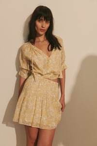 Suri Tuck Front Top - Valiase Yellow Floral