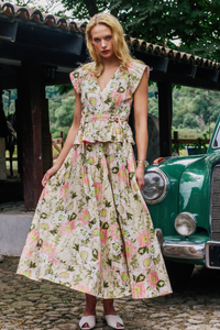 Victoria Belted Maxi Dress - Safari Multi