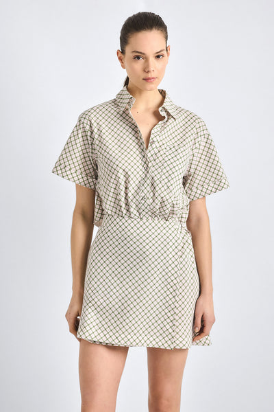 Delaney Open Back Wrap Dress - Army Green Plaid – Derek Lam