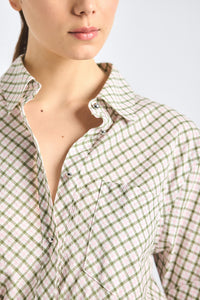 Delaney Open Back Wrap Dress  - Army Green Plaid