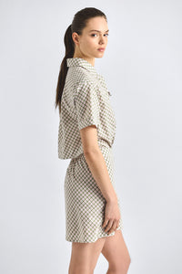 Delaney Open Back Wrap Dress  - Army Green Plaid