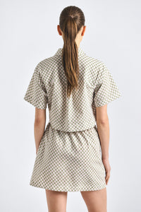 Delaney Open Back Wrap Dress  - Army Green Plaid
