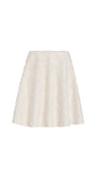 An off-white textured lace A-line skirt with a flared silhouette, shown against a plain white background.