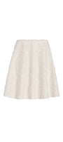 An off-white textured lace A-line skirt with a flared silhouette, shown against a plain white background.