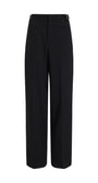 Black wide-leg cropped trousers shown flat against a solid white background.