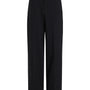 Black wide-leg cropped trousers shown flat against a solid white background.