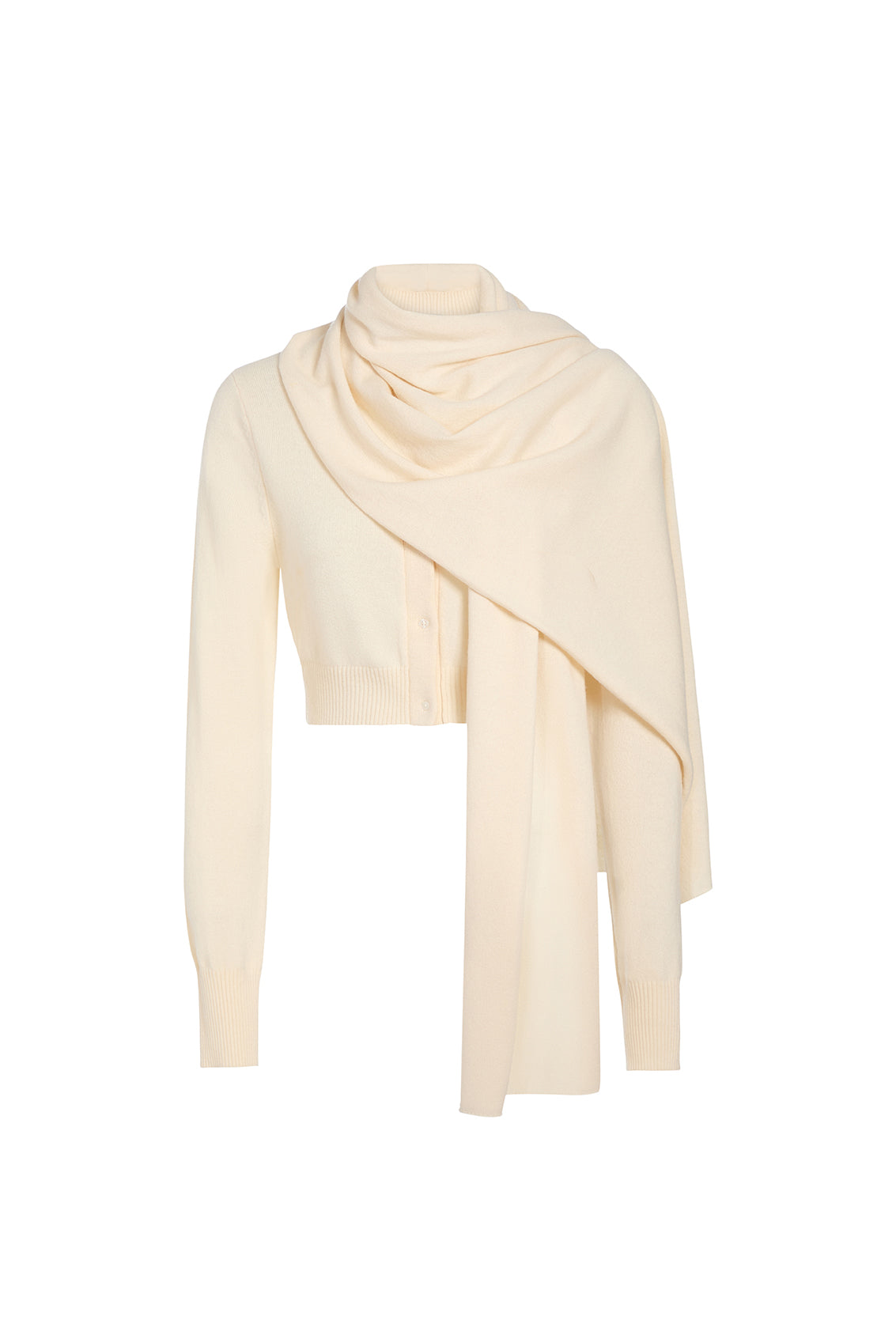 Tina Wool Cashmere Cardigan With Built In Scarf