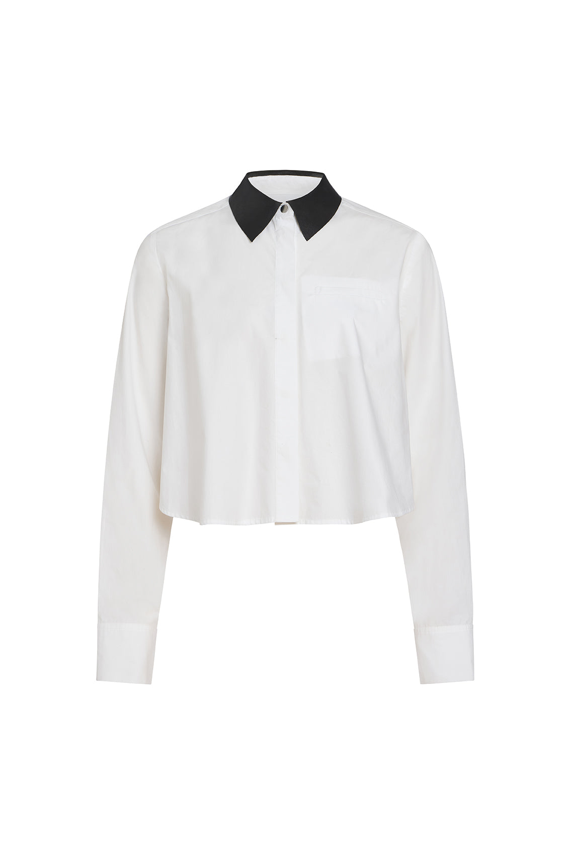 Patti Cotton Poplin Cropped Shirt With Leather Collar