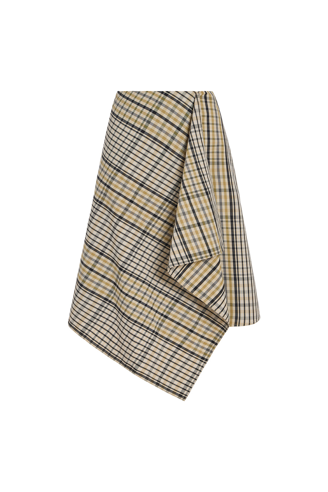 Alexander Elongated Plaid Draped Front Asymmetric Skirt