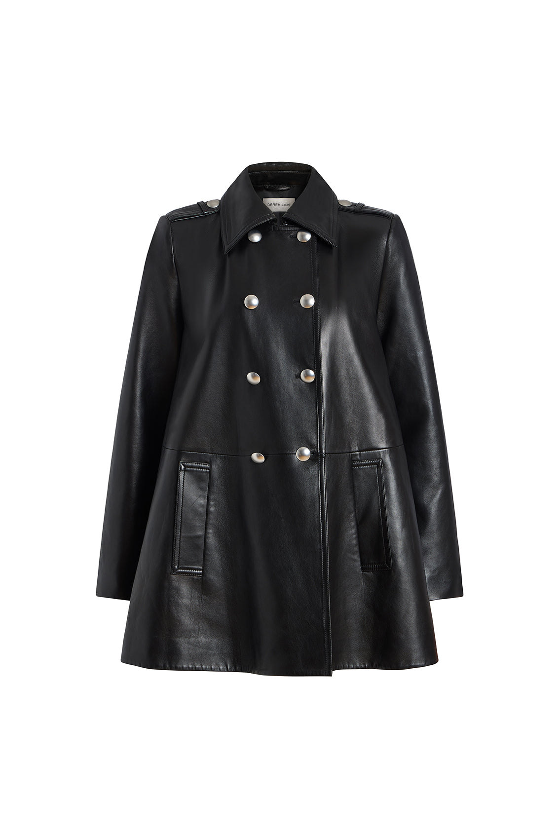 Juniper Lambskin Leather Double Breasted Swing Coat