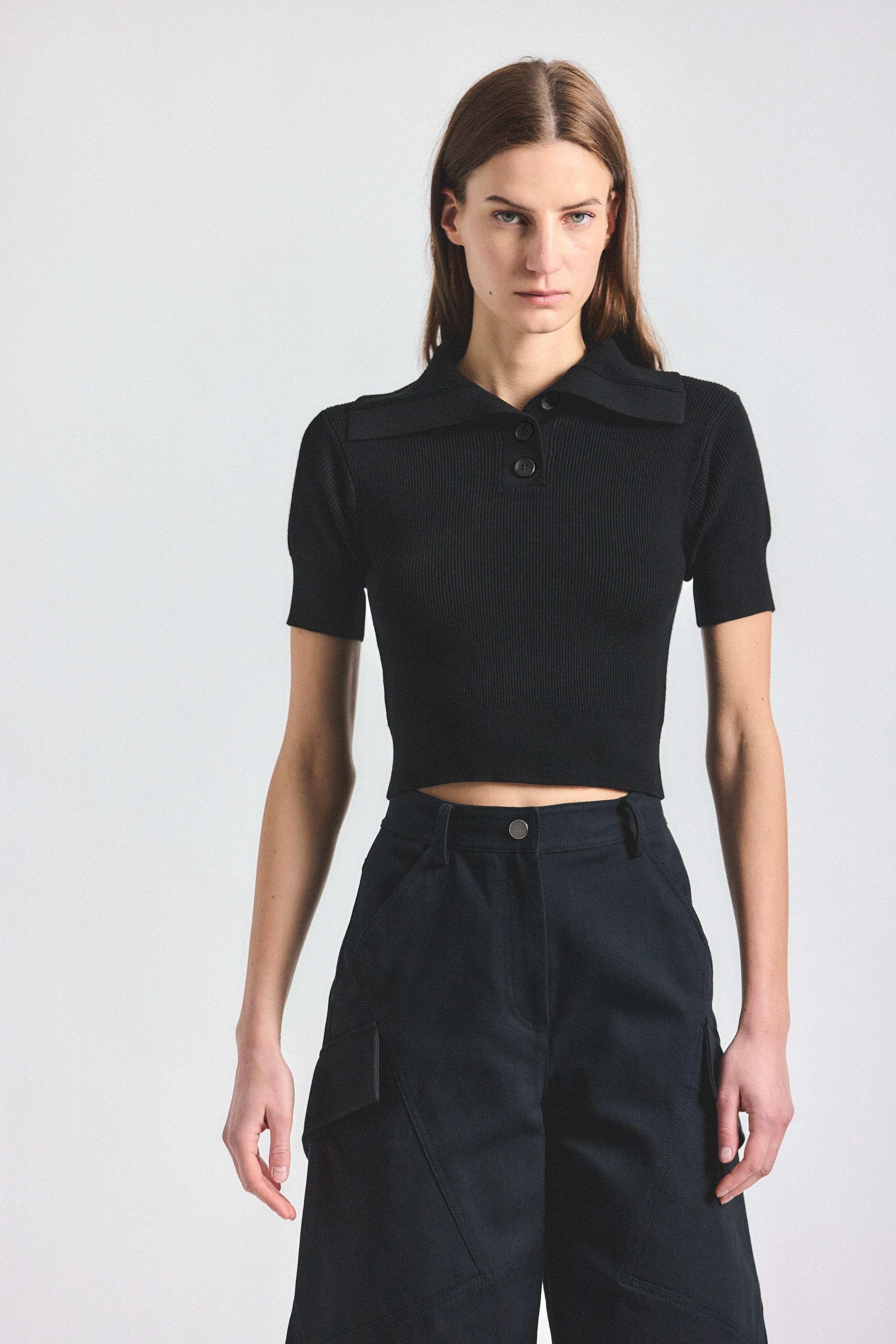 Antonella Short Sleeve Knit - BLACK – Derek Lam