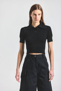 Antonella Short Sleeve Knit - BLACK