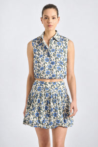 Faee Cropped Sleeveless Shirt - Blue Bell Floral