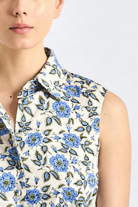 Faee Cropped Sleeveless Shirt - Blue Bell Floral