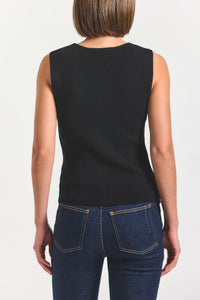 Ariana Muscle Ribbed Sweater Tank - Black