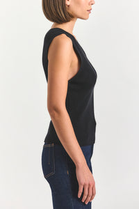 Ariana Muscle Ribbed Sweater Tank - Black