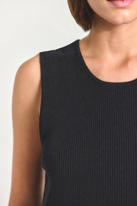 Ariana Muscle Ribbed Sweater Tank - Black