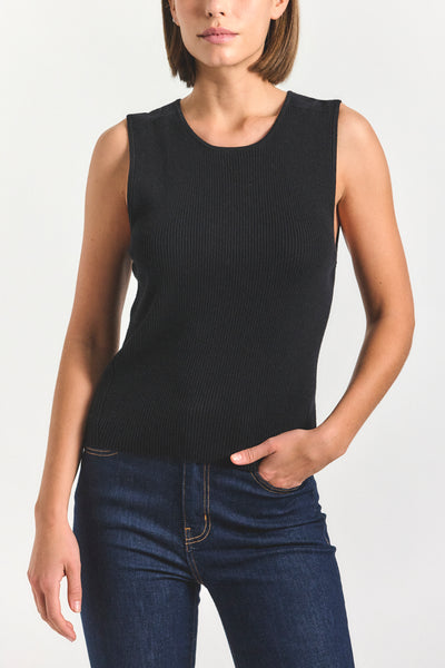 Ariana Muscle Ribbed Sweater Tank in Black | Derek Lam 10 Crosby