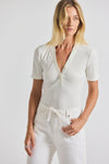 Off White Adrian Mixed Media Tee |  Women's Top by Derek Lam 10 Crosby