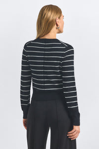 Thibeaut Plaited Stripe Cardigan - Black Lead/Starch