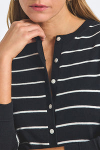 Thibeaut Plaited Stripe Cardigan - Black Lead/Starch