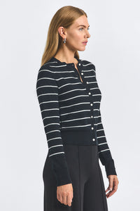 Thibeaut Plaited Stripe Cardigan - Black Lead/Starch