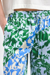 Aurely Wide Leg Pant - Blue Botanical