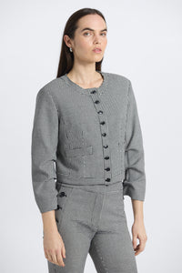 Piera Ruched Sleeve Jacket - black/white