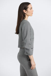 Piera Ruched Sleeve Jacket - black/white