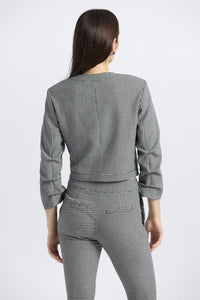 Piera Ruched Sleeve Jacket - black/white