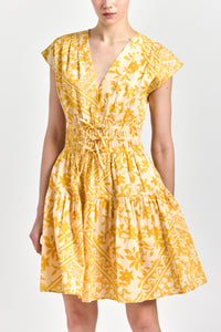 Tora V-Neck Dress - Yellow Tile