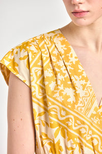 Tora V-Neck Dress - Yellow Tile