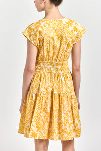 Tora V-Neck Dress - Yellow Tile