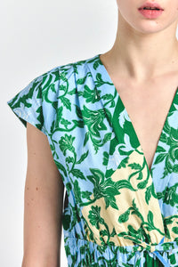 Fatima A-Line Dress - Blue Botanical