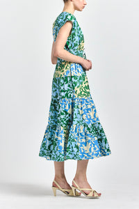 Fatima A-Line Dress - Blue Botanical