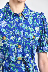Buffy Utility Dress - Blue Vines